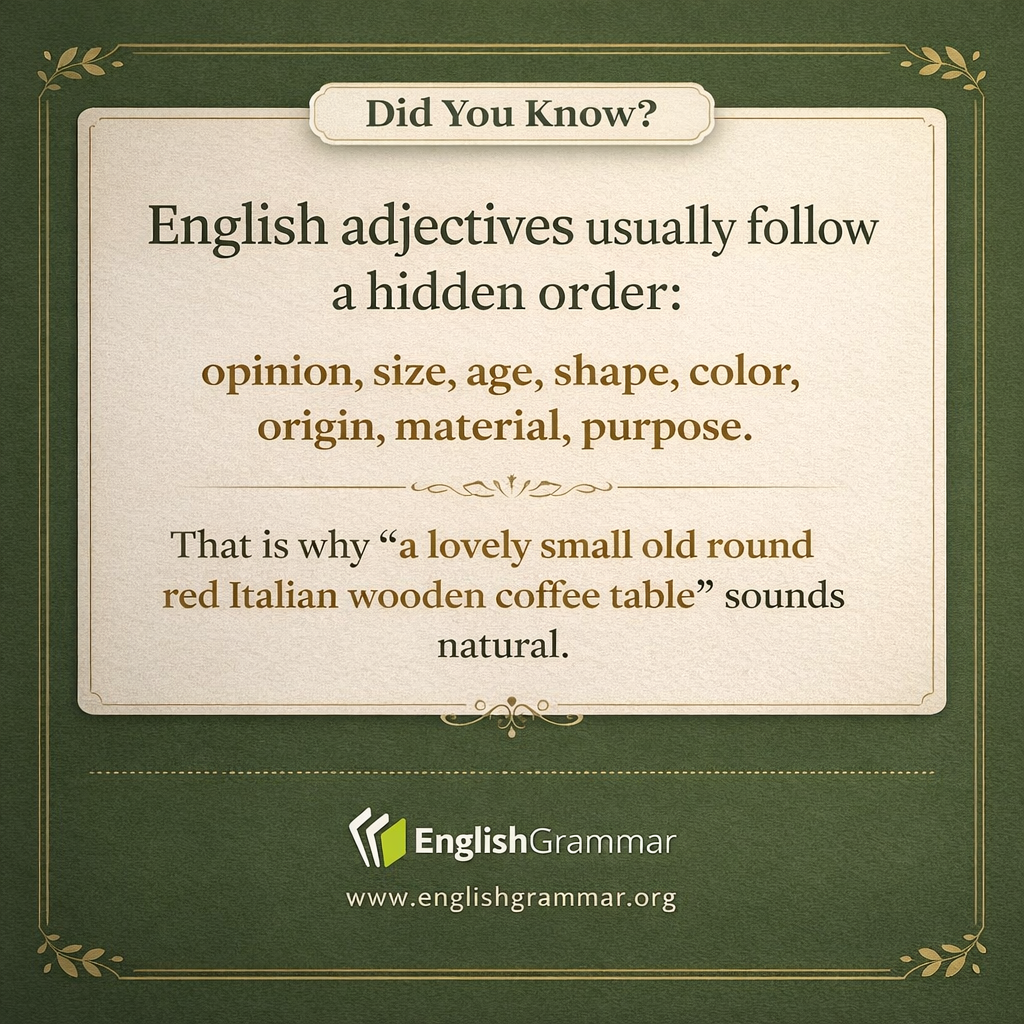 The right order of stacking adjectives: OSASCOMP