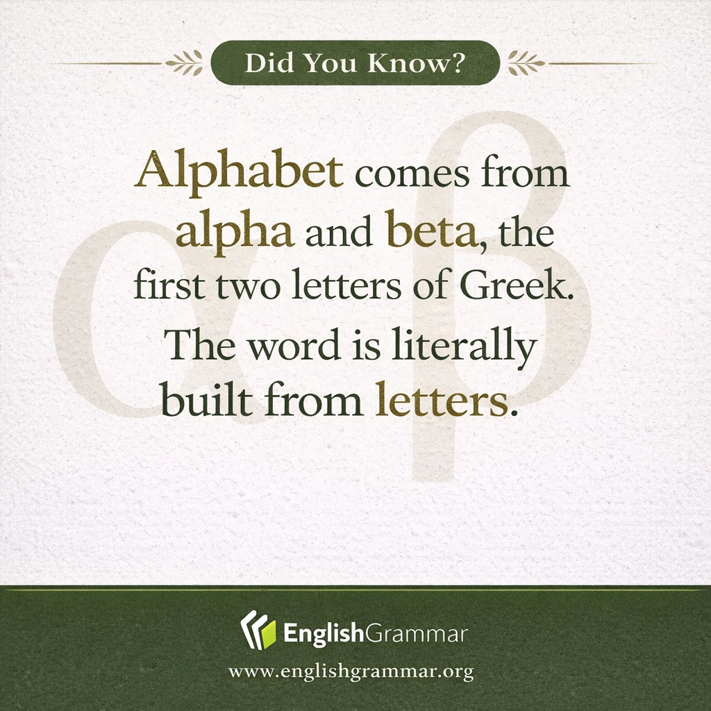 The word "alphabet" comes from two letters.