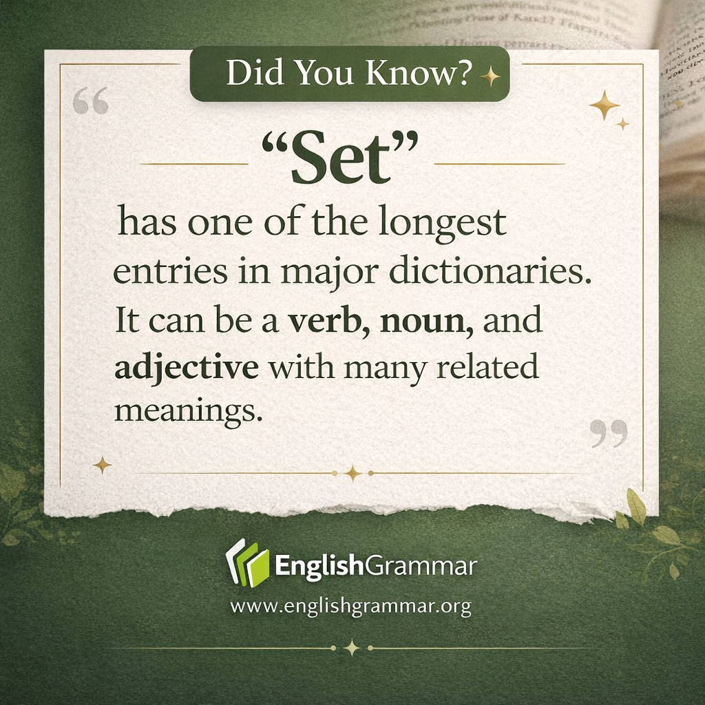 The word "set" has one of the longest dictionary entries.