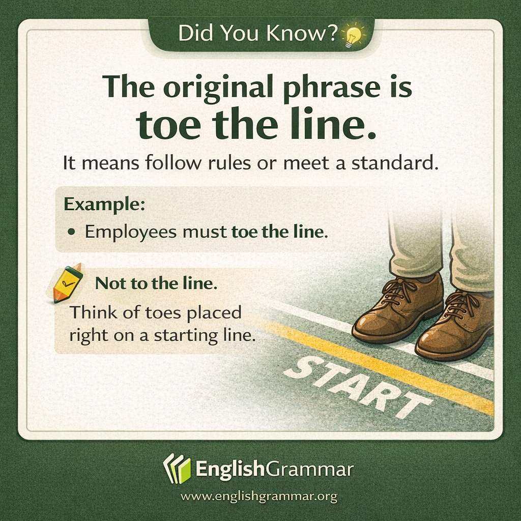"Toe the line" is the original phrase.