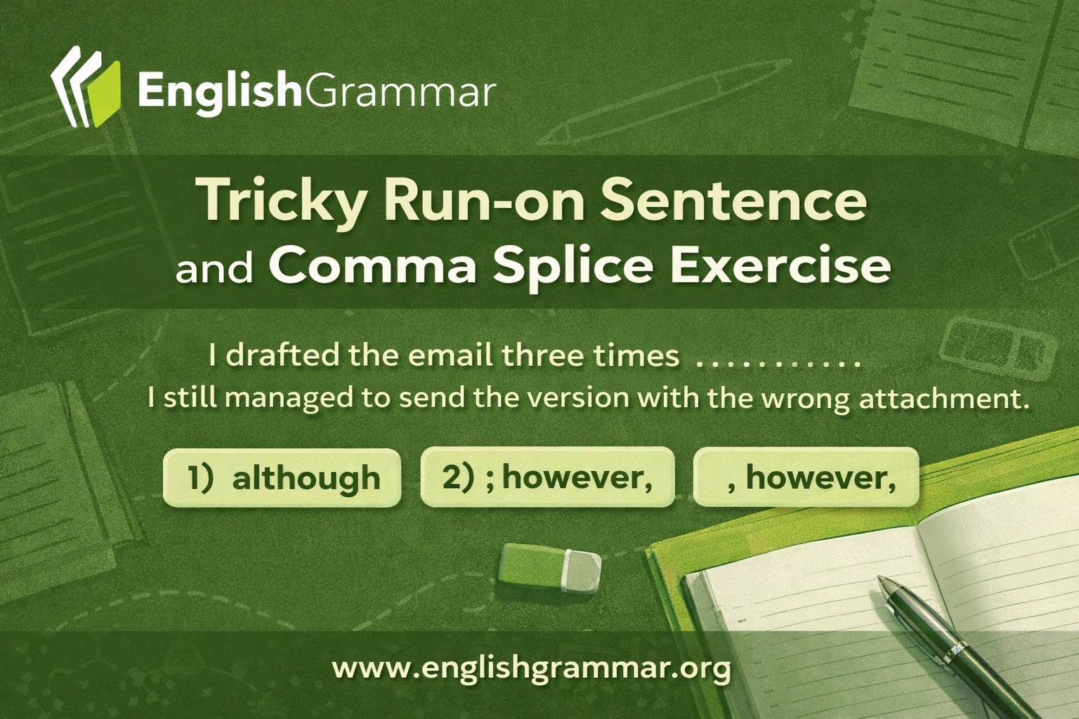 Tricky Run-on Sentence and Comma Splice Exercise