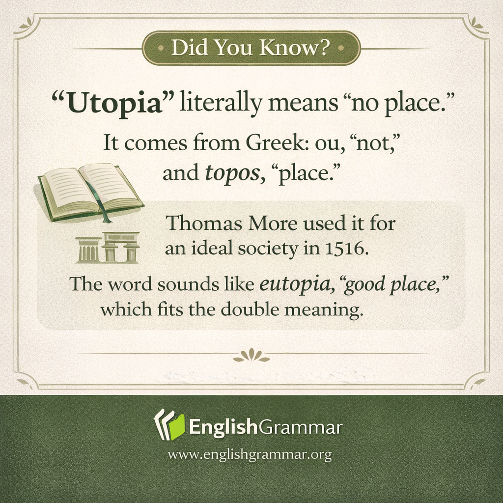 "Utopia" literally means "no place."