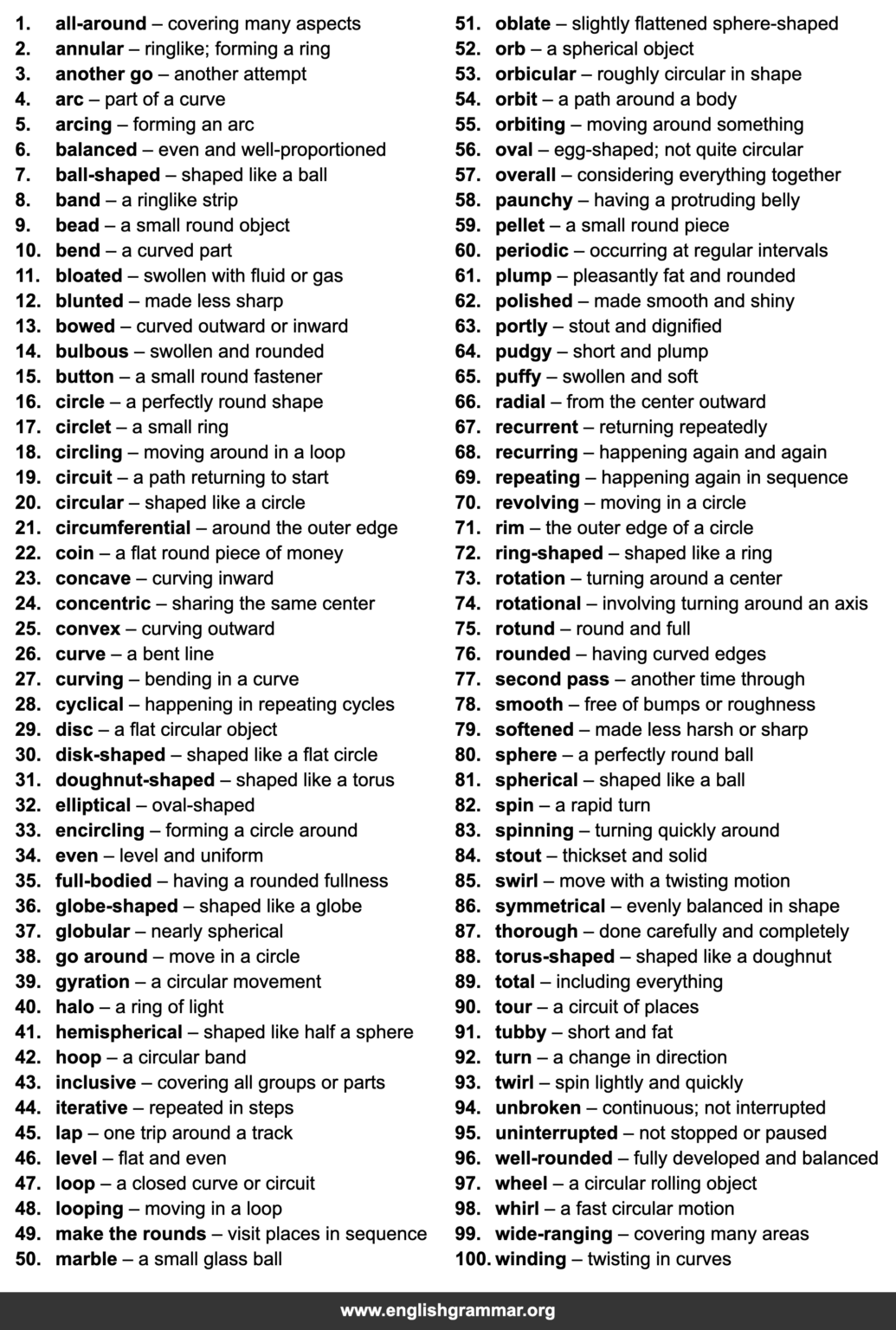 Define Round But 100 Words to Use Instead of “Round”