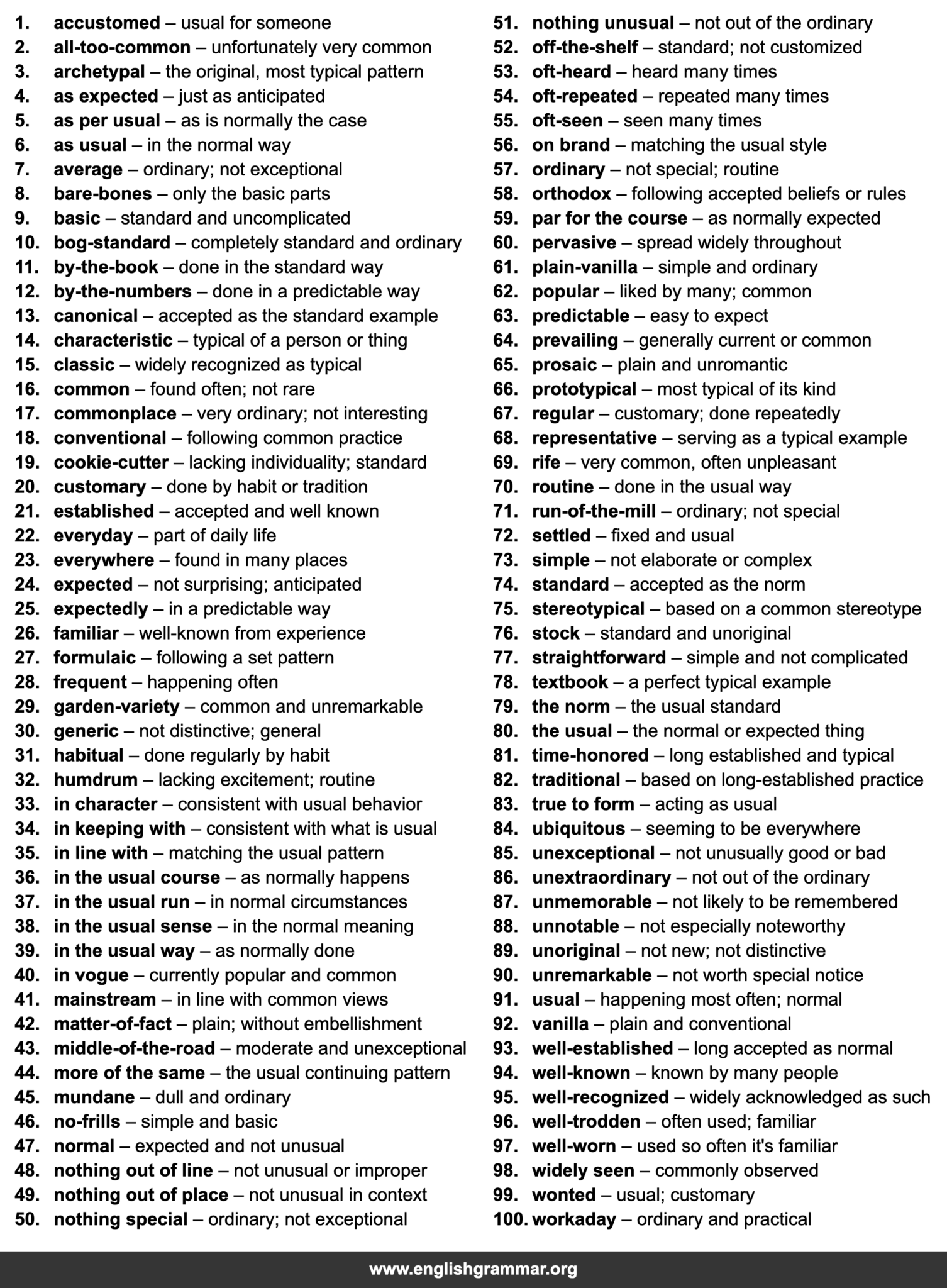 100 Words to Use Instead of “Typical”