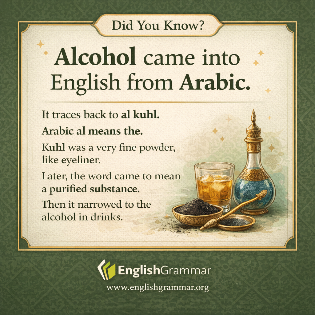 Alcohol comes from Arabic