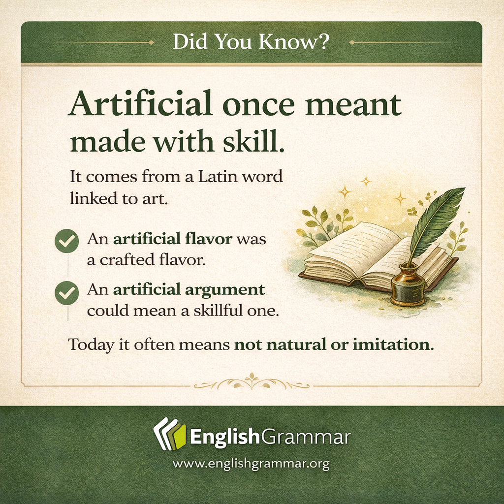 Artificial once meant made with skill