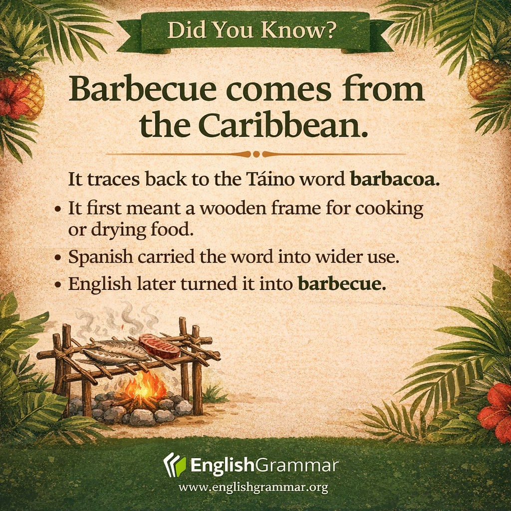 Barbecue comes from the Caribbean