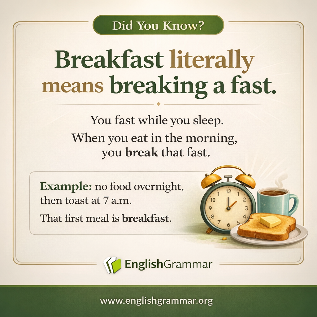 Breakfast literally means breaking a fast