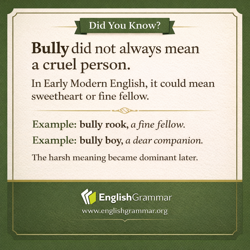 Bully once meant sweetheart or fine fellow