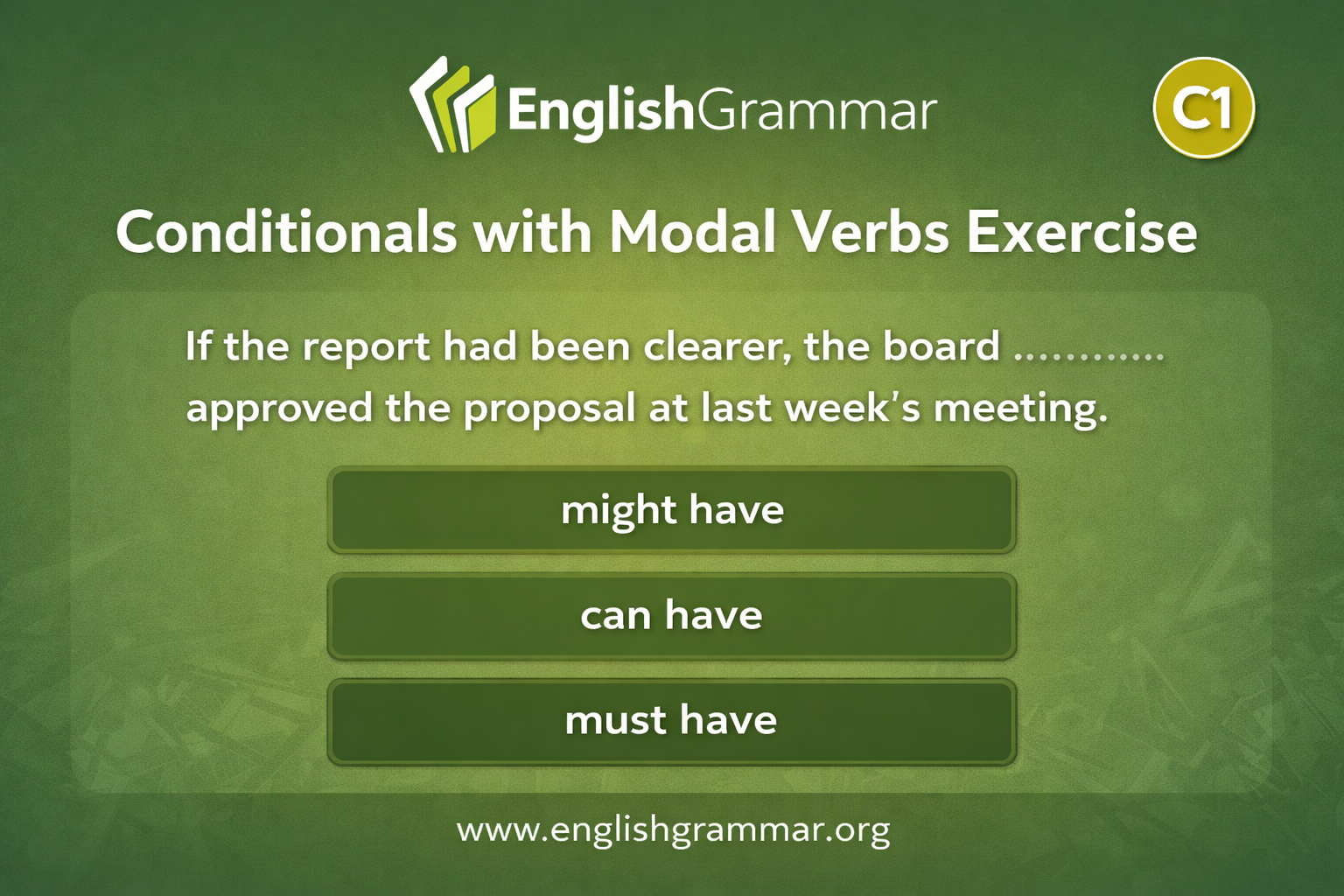 Conditionals with Modal Verbs Exercise