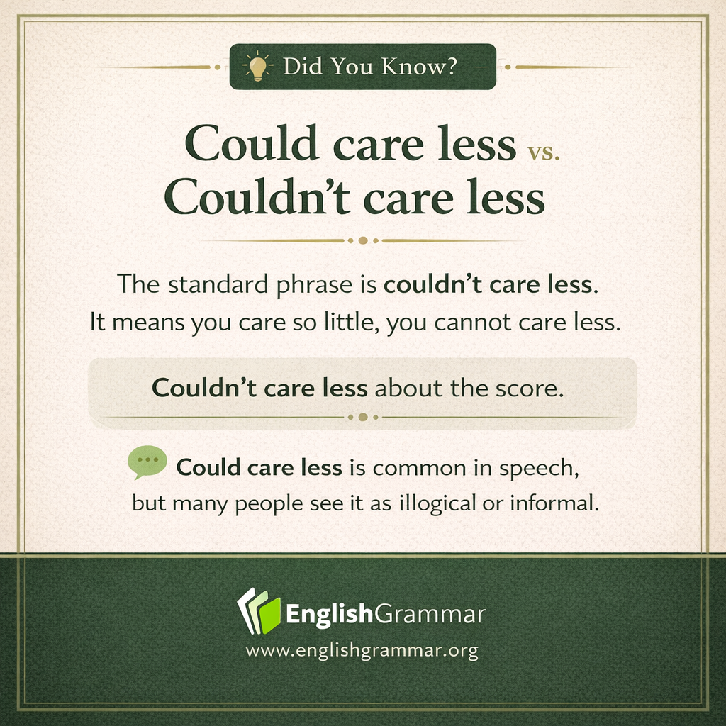Could care less vs. couldn't care less