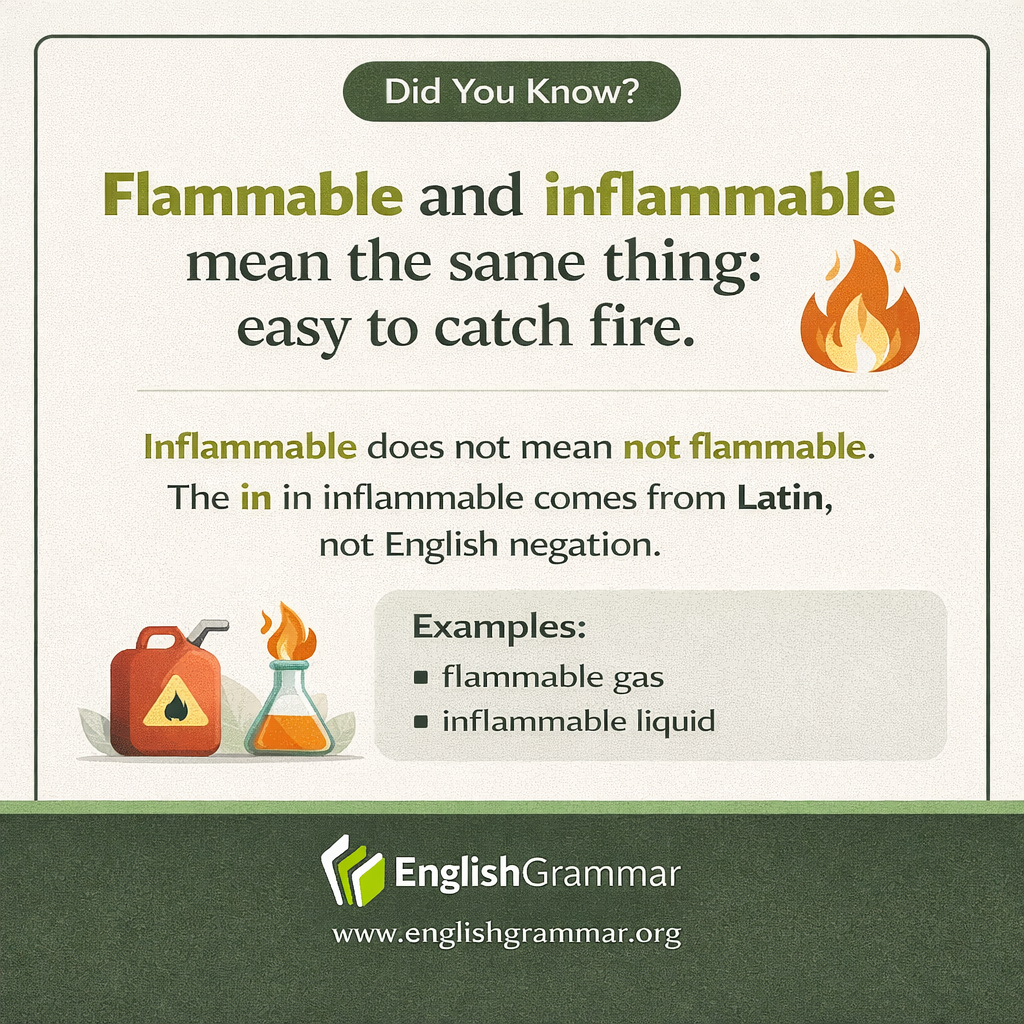 Flammable vs inflammable: the pair that looks opposite but isn’t