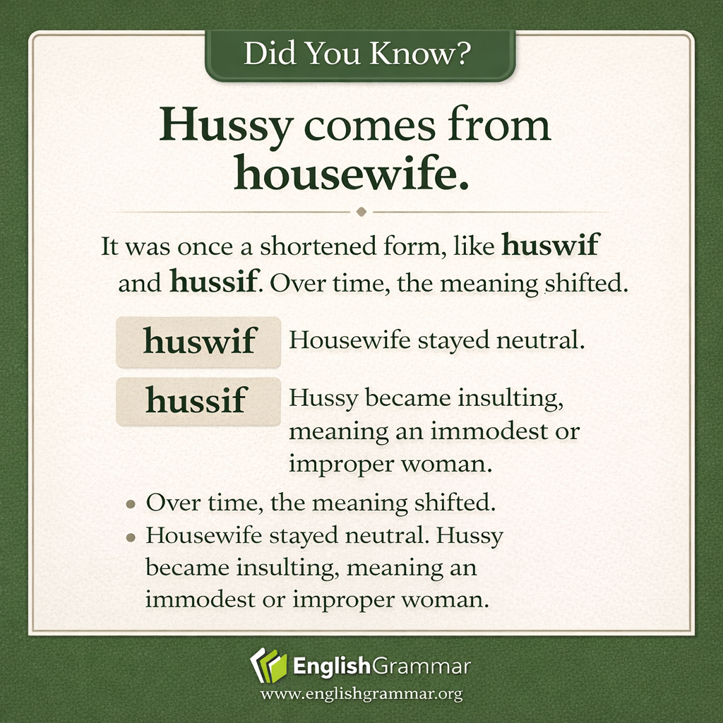 Hussy comes from housewife