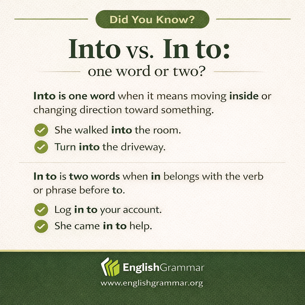 Into vs. in to: one word or two?