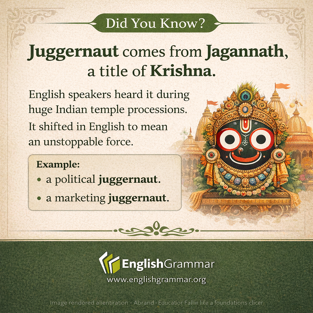 Juggernaut comes from Jagannath
