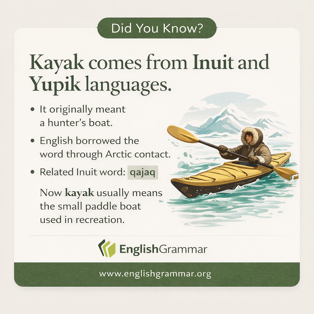 Kayak comes from Inuit/Yupik languages