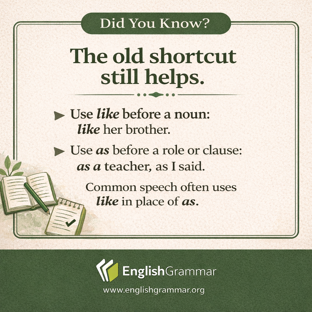 Like vs. as: where the old rule still helps