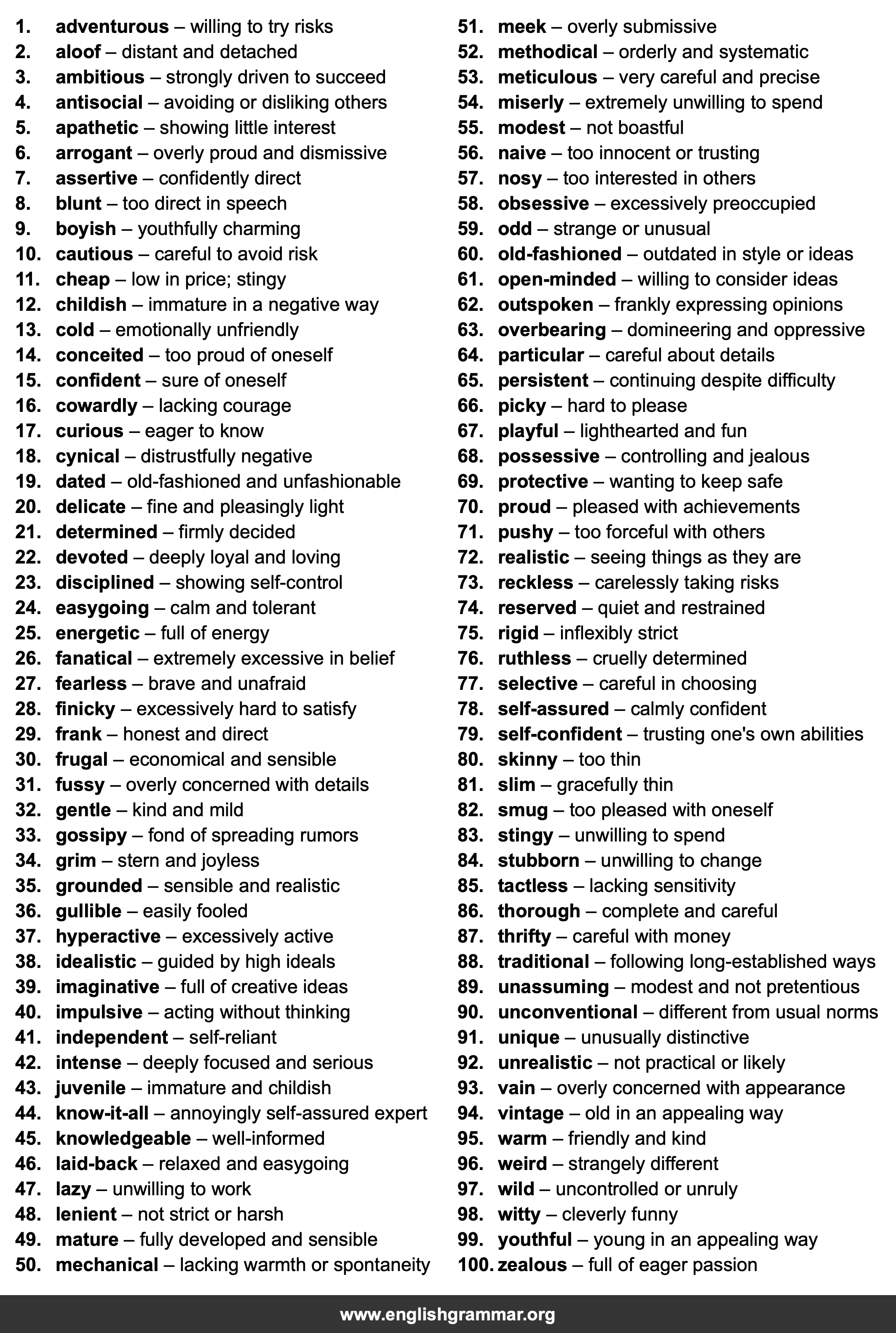 100 Positive and Negative Connotation Pairs