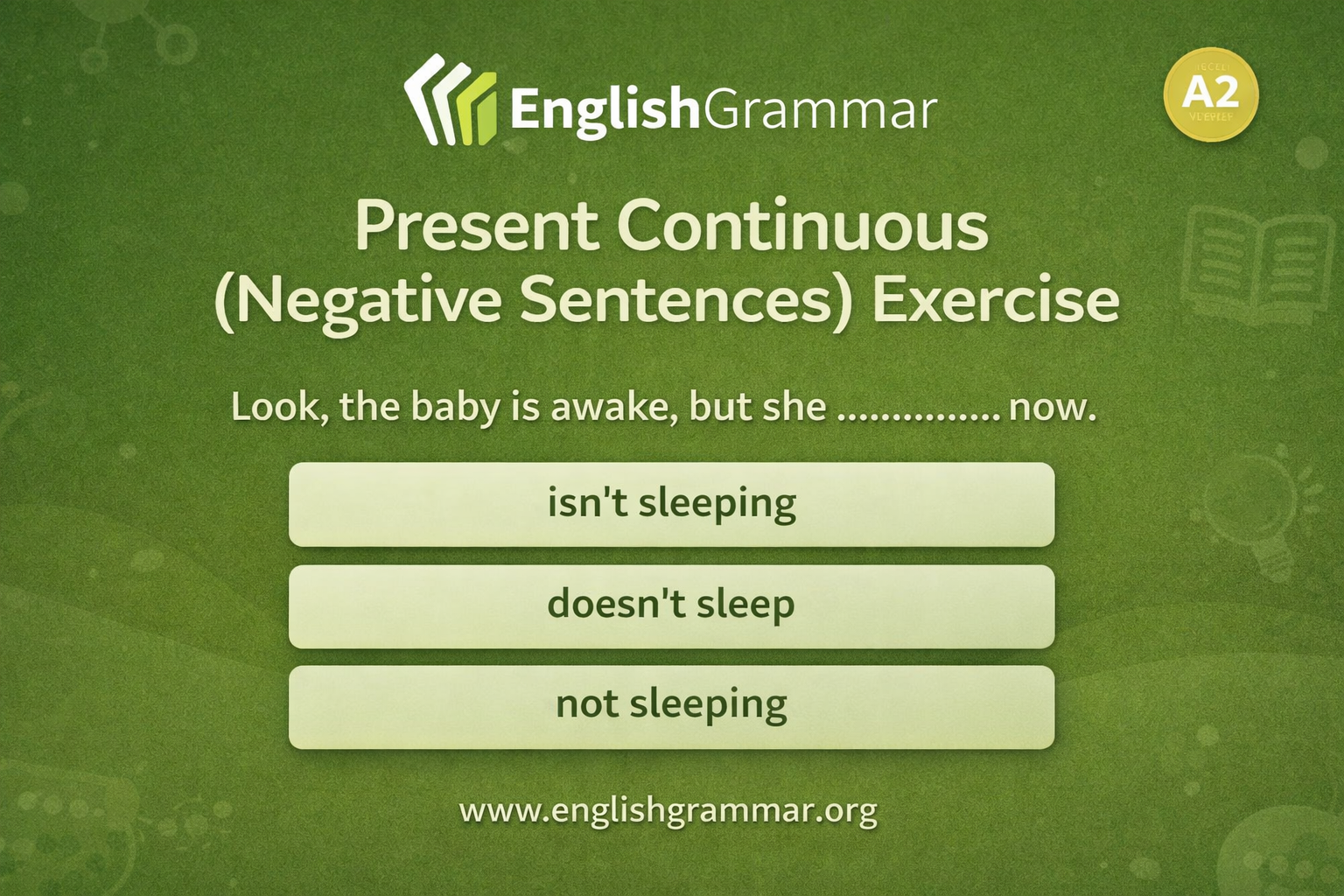 Present Continuous (Negative Sentences) Exercise