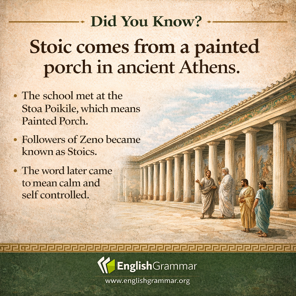 Stoic comes from a painted porch