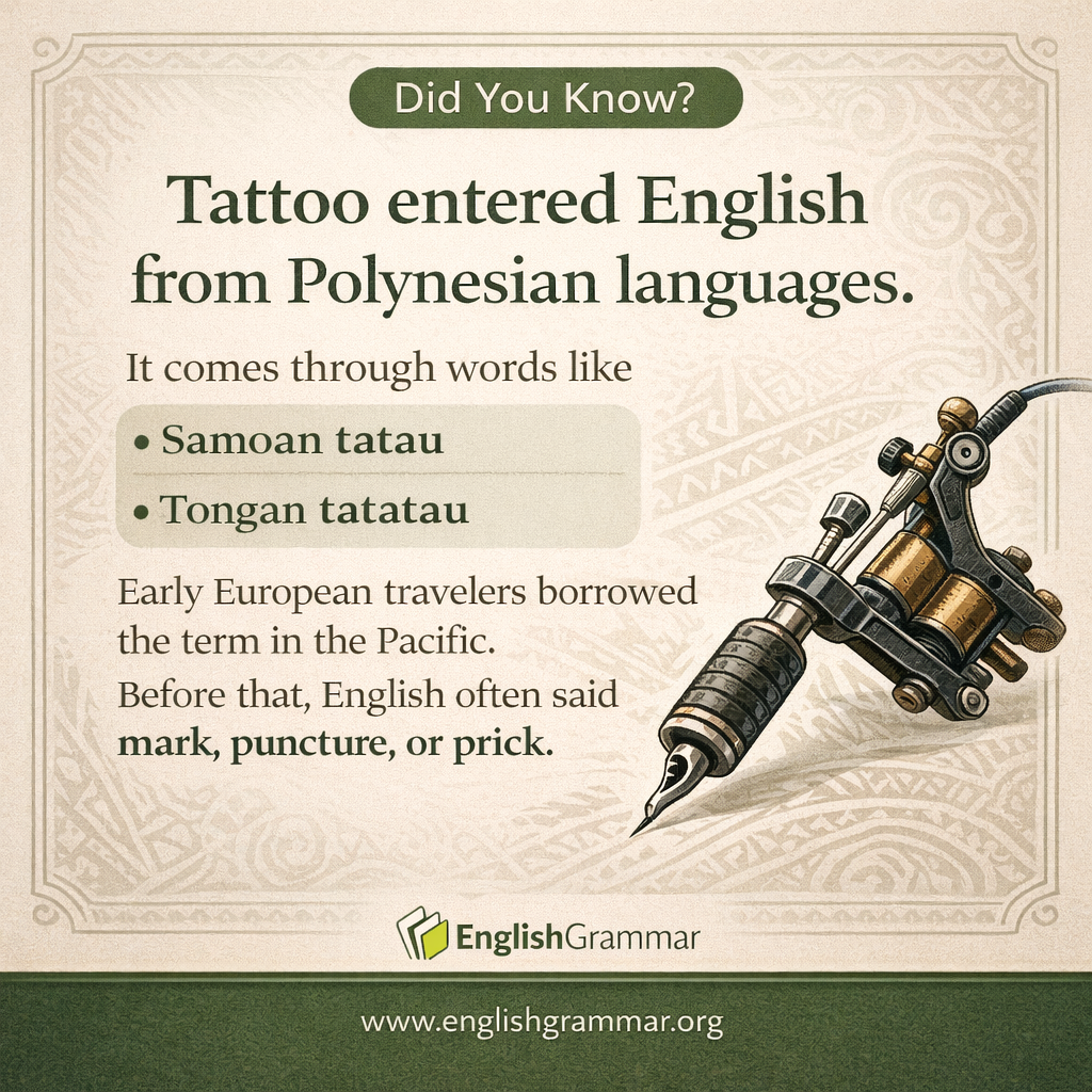 Tattoo comes from Polynesian