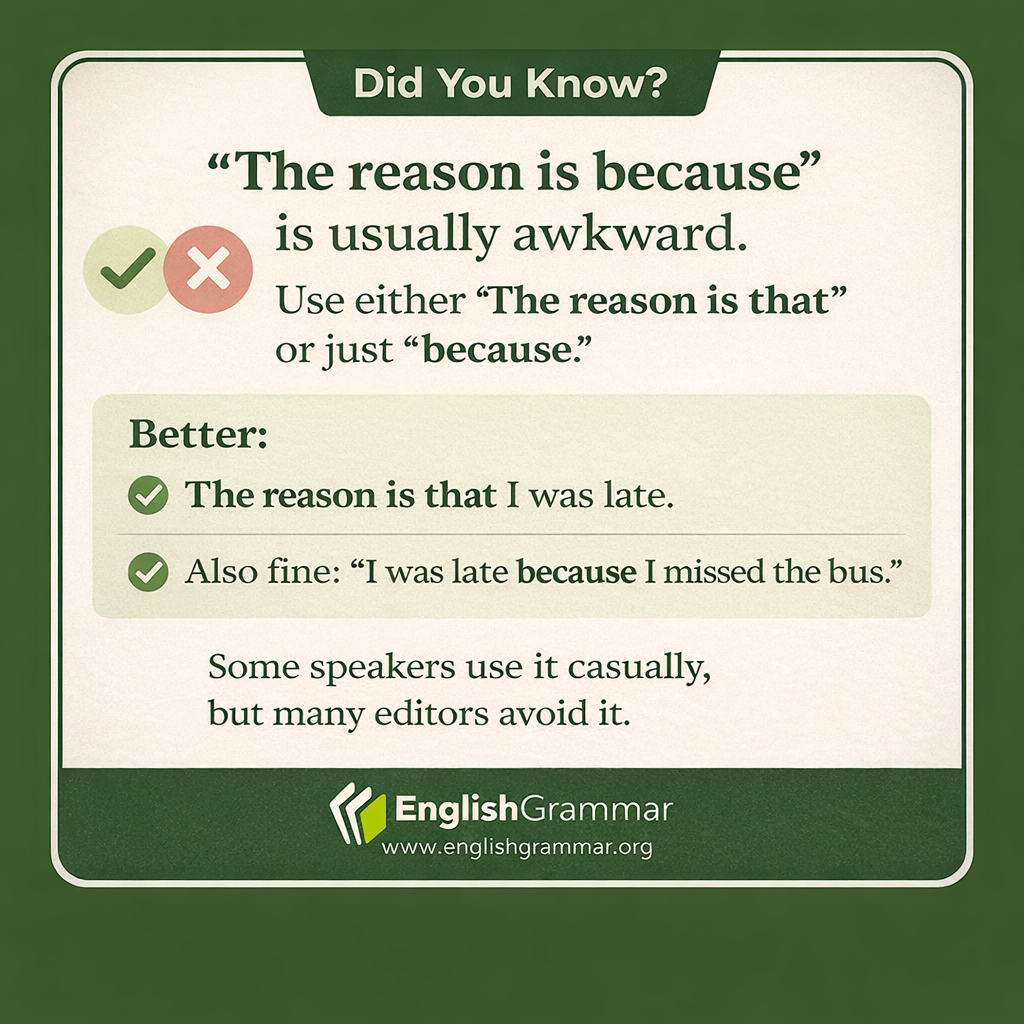 The reason is because: wrong, awkward, or acceptable?