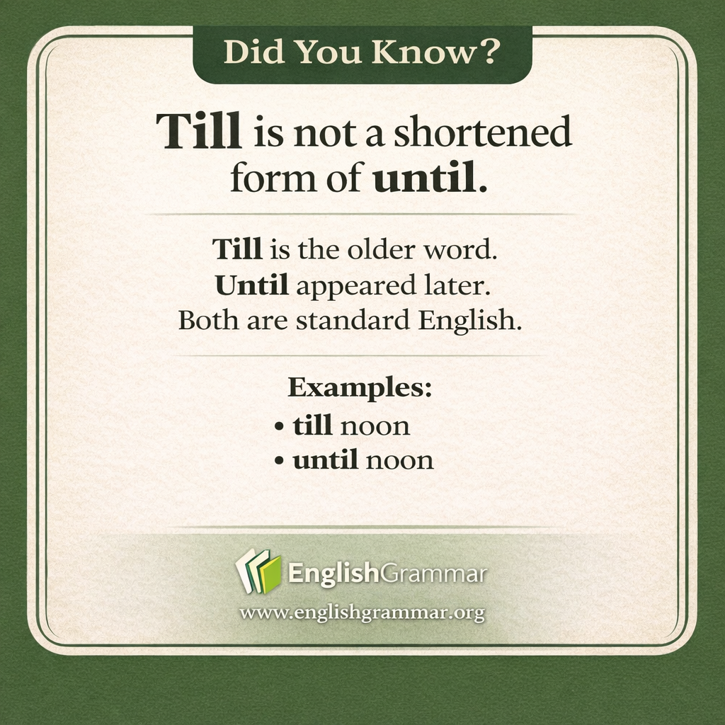 Till is not a shortened form of until