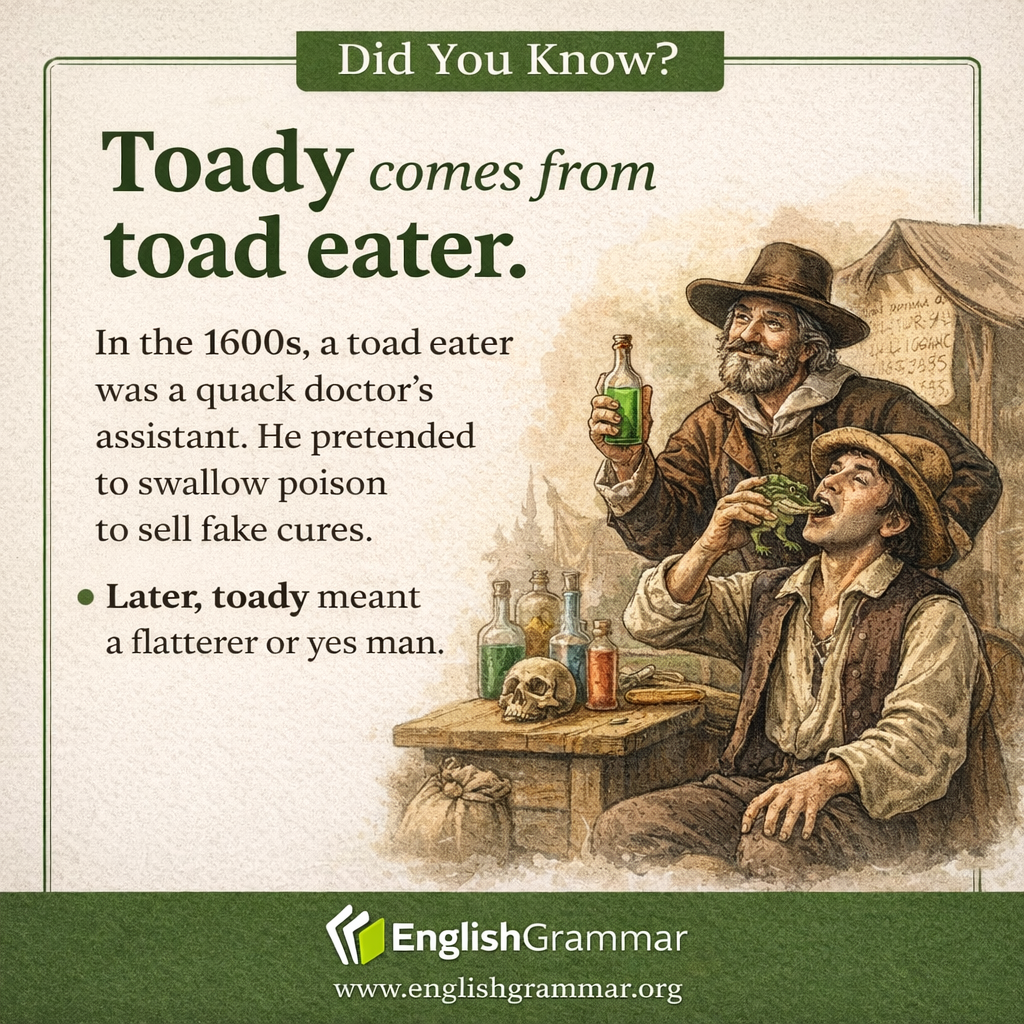 Toady comes from "toad-eater"