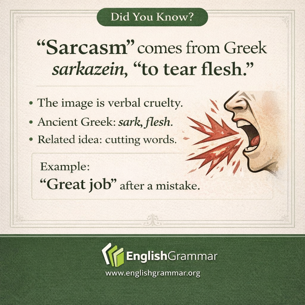 Why "sarcasm" literally means "to tear flesh"