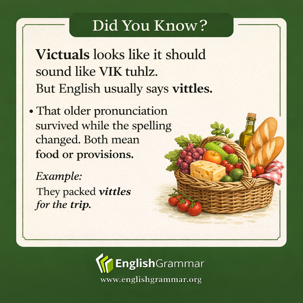 Why victuals is pronounced "vittles"