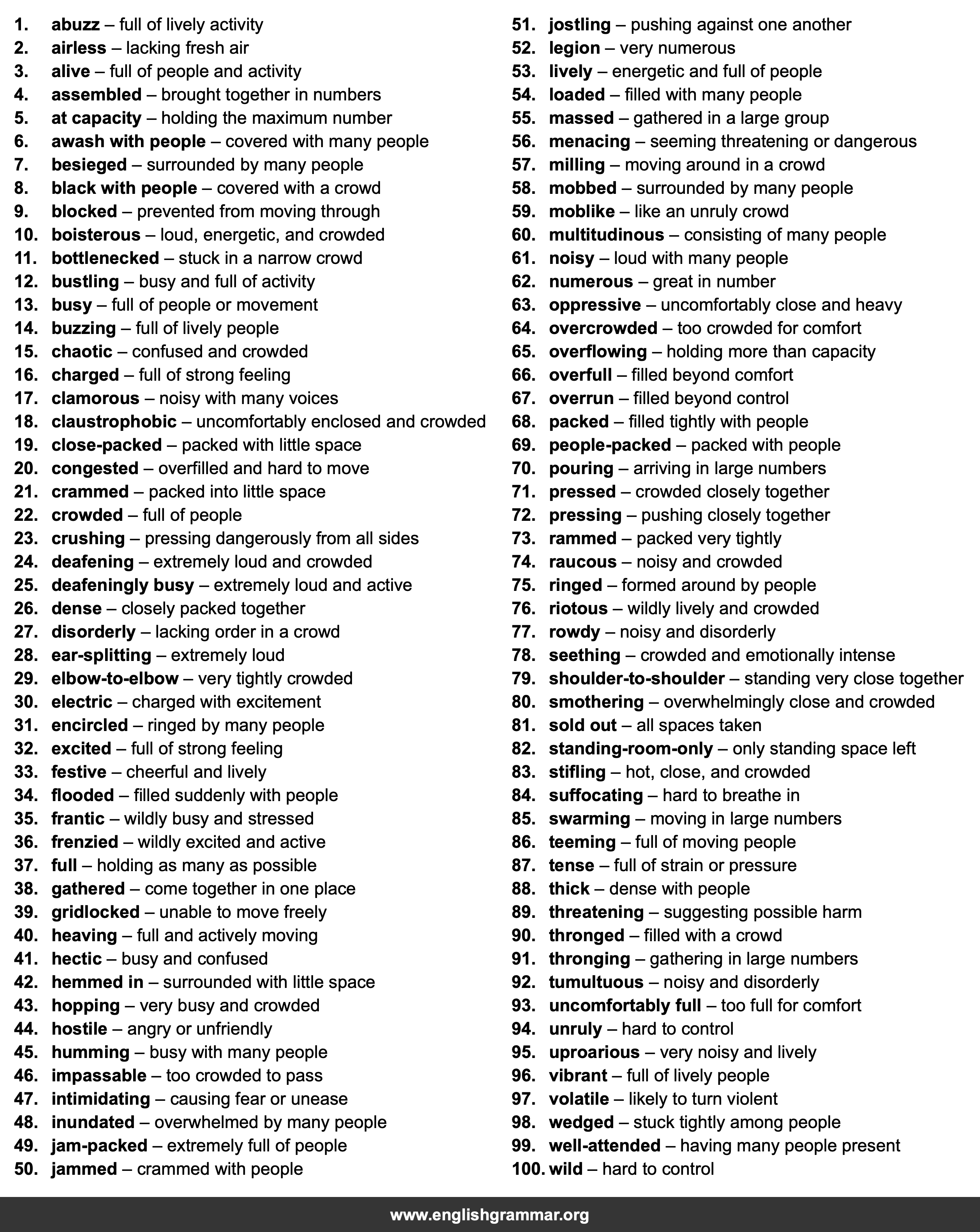 100 Words to Describe Crowds