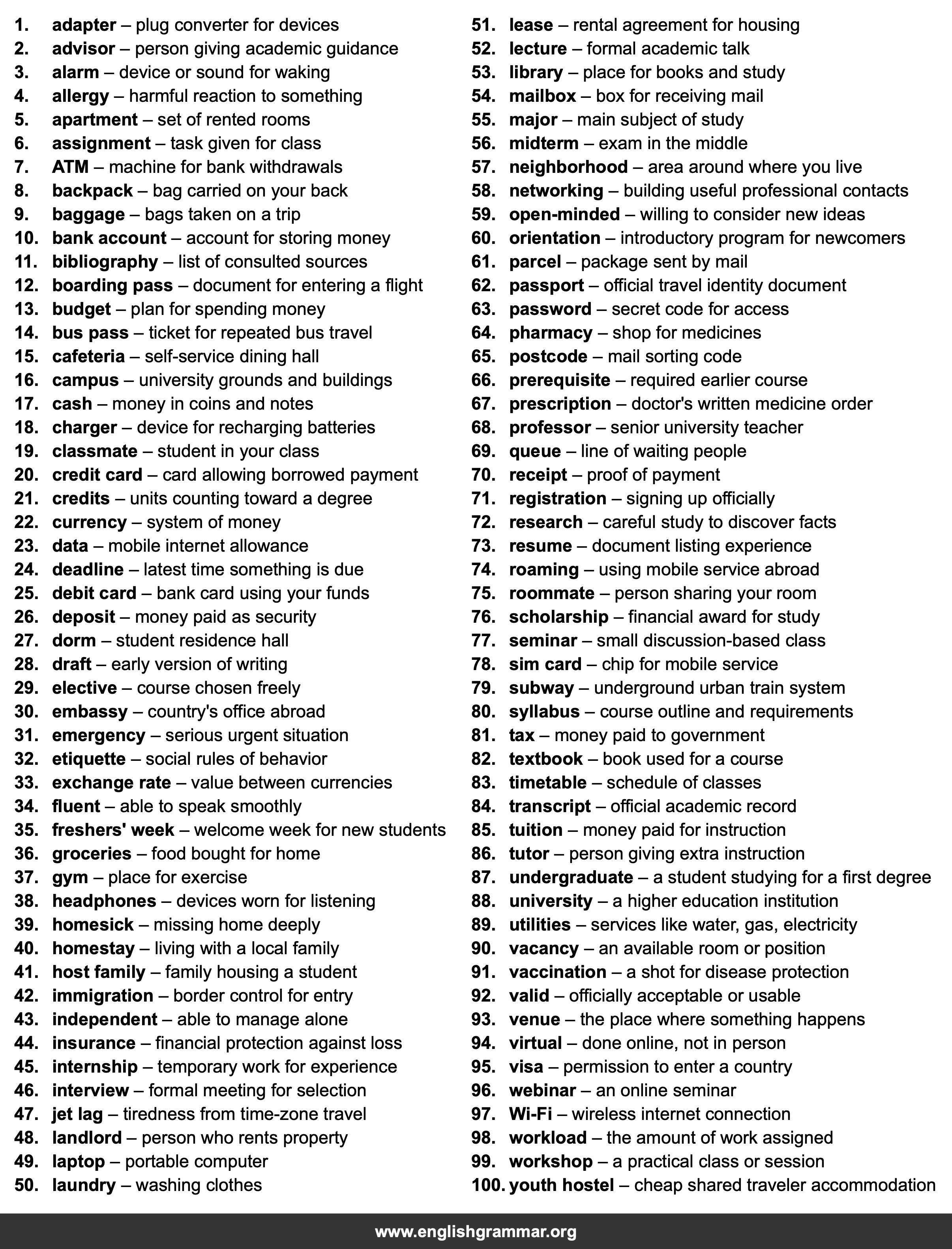 100 Words Every Study Abroad Student Should Know