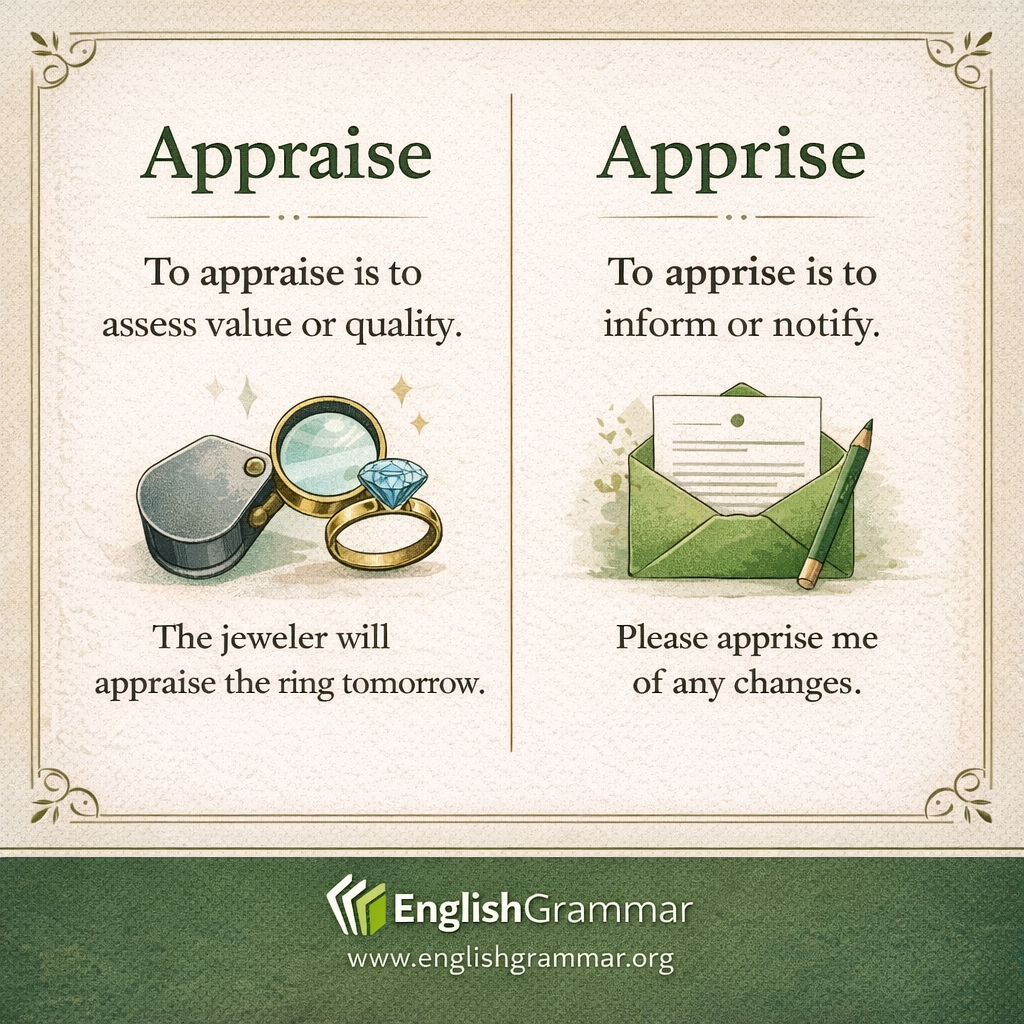 Appraise vs. Apprise