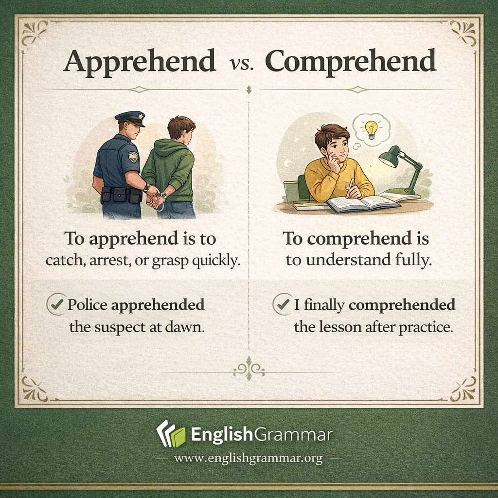 Apprehend vs. Comprehend