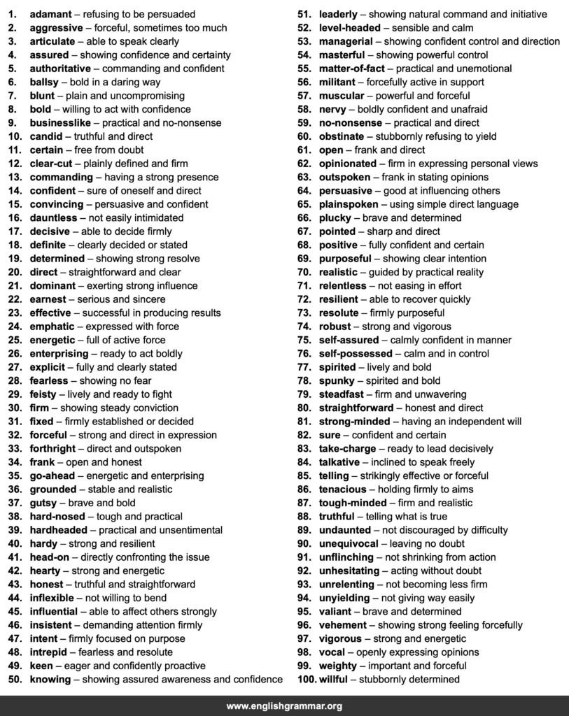 100 Best Synonyms for “Assertive”