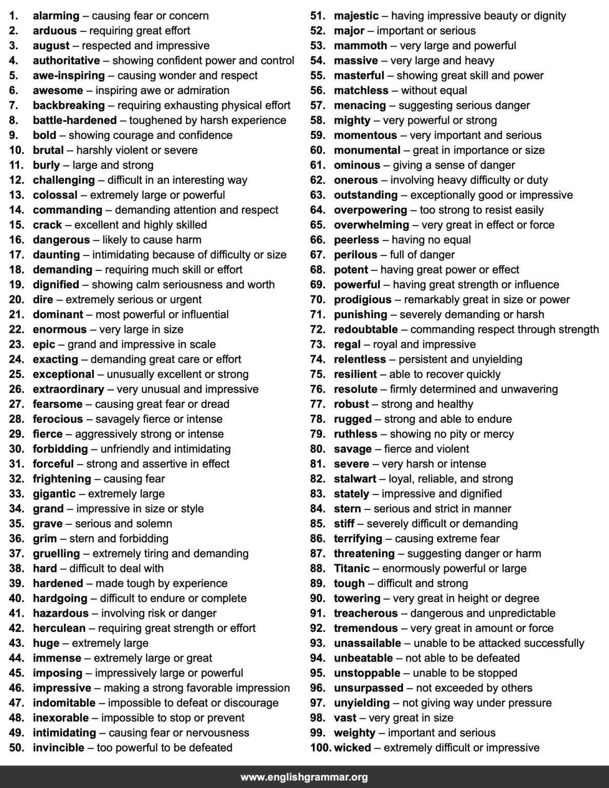 Formidable Example English 100 Best Synonyms for “Formidable”
