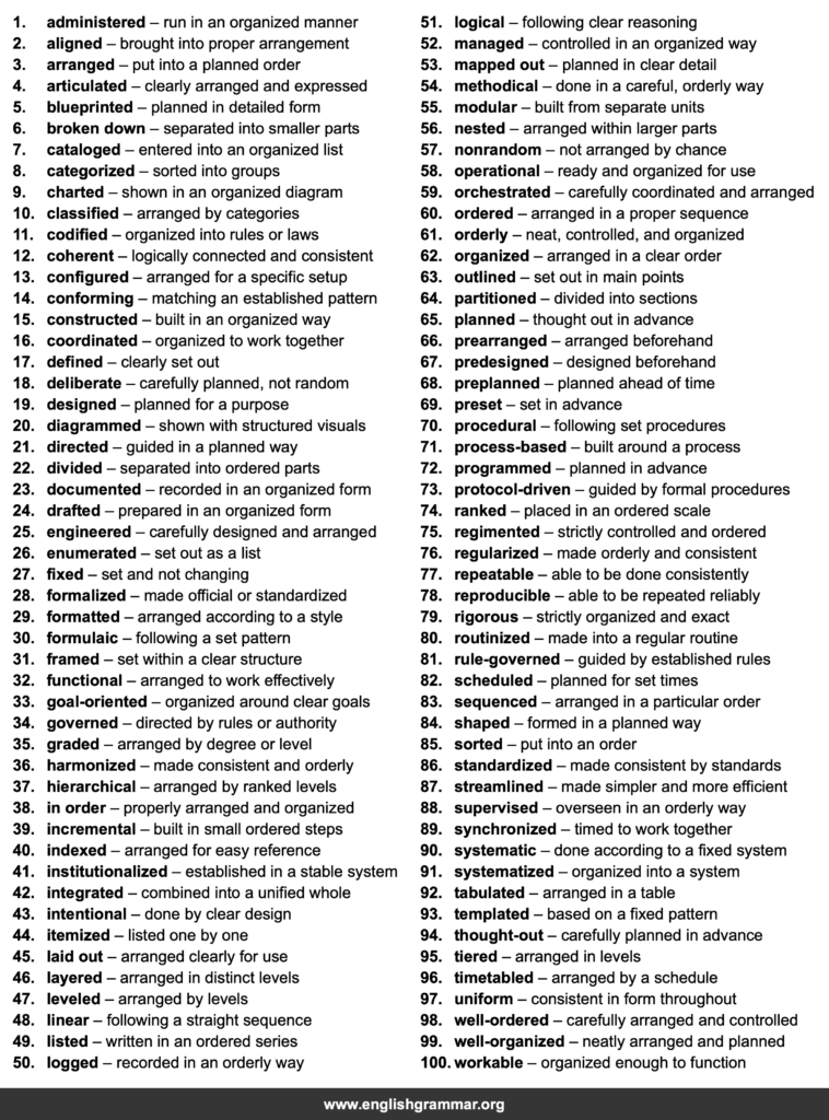 Structurally Synonym 100 Best Synonyms for “Structured”