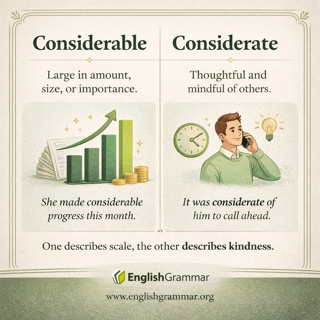 Considerable vs. Considerate