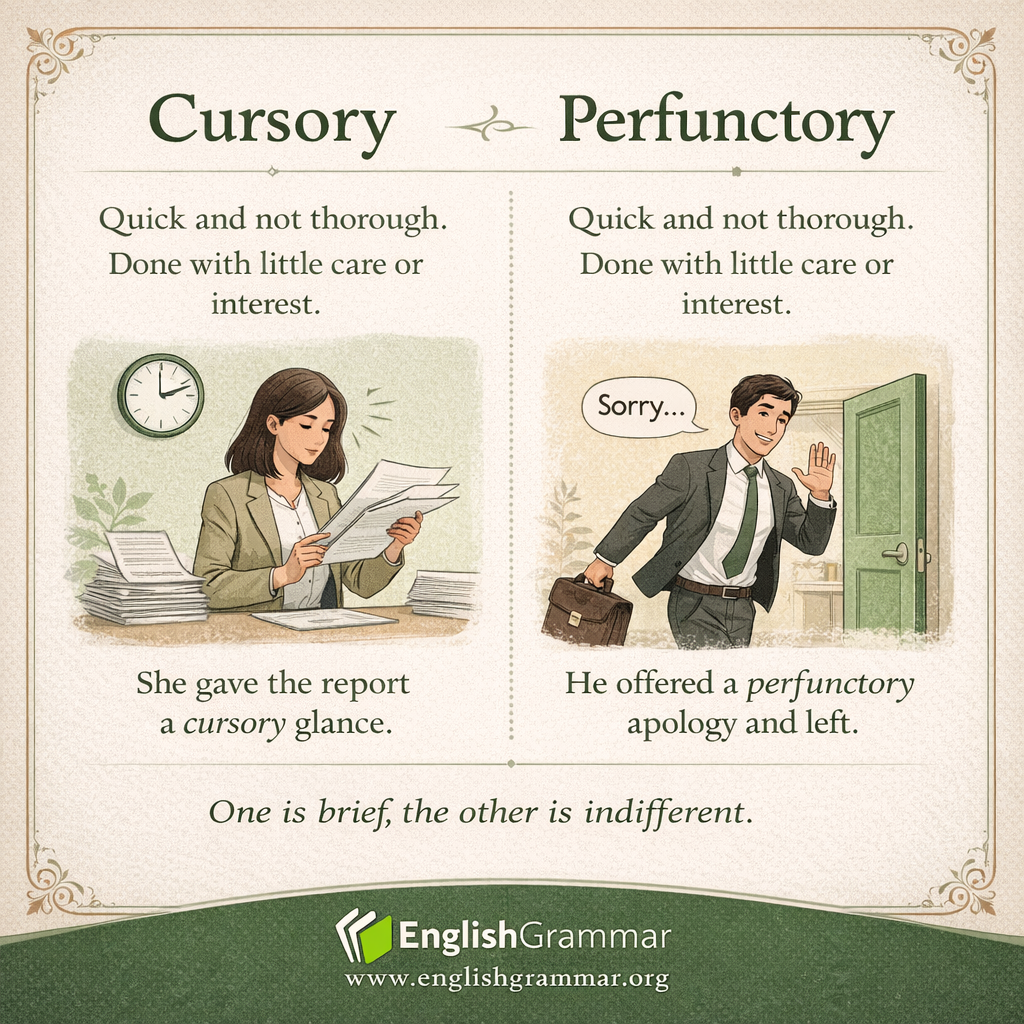 Cursory vs. Perfunctory