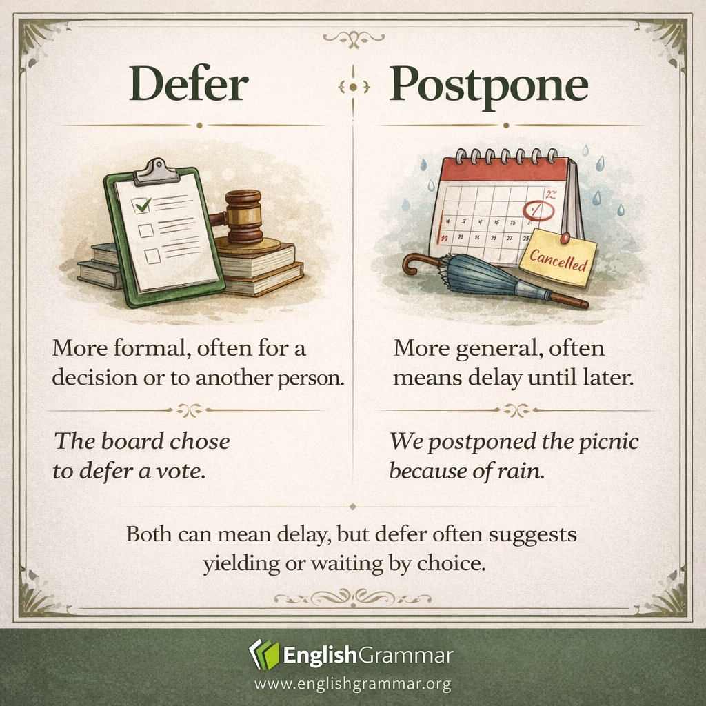 Defer vs. Postpone