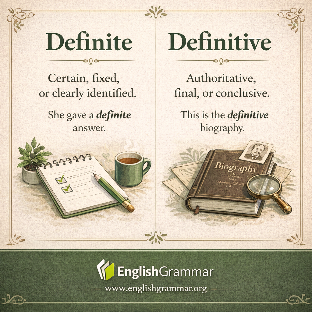 Definite vs. Definitive