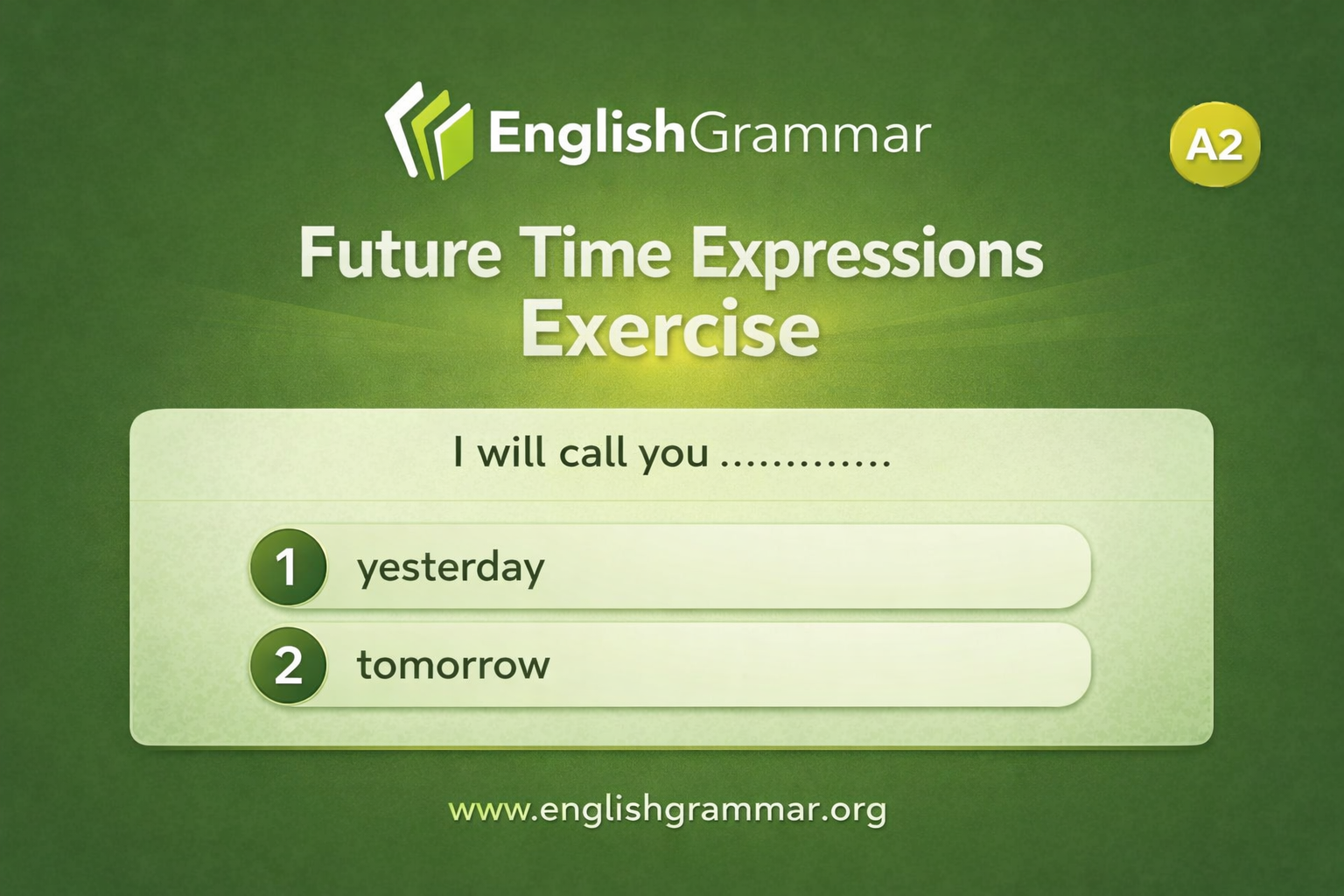 Futuring Exercise Examples Future Time Expressions Exercise
