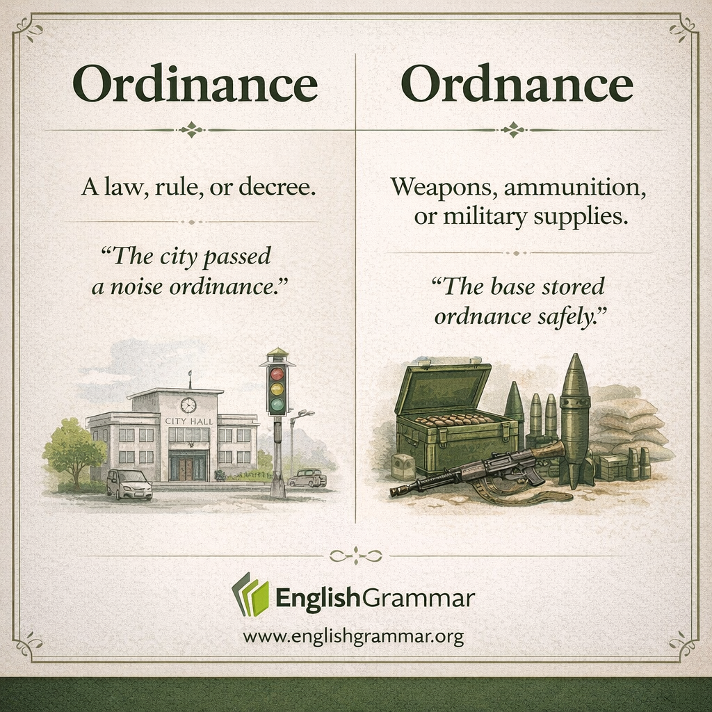 Ordinance vs. Ordnance
