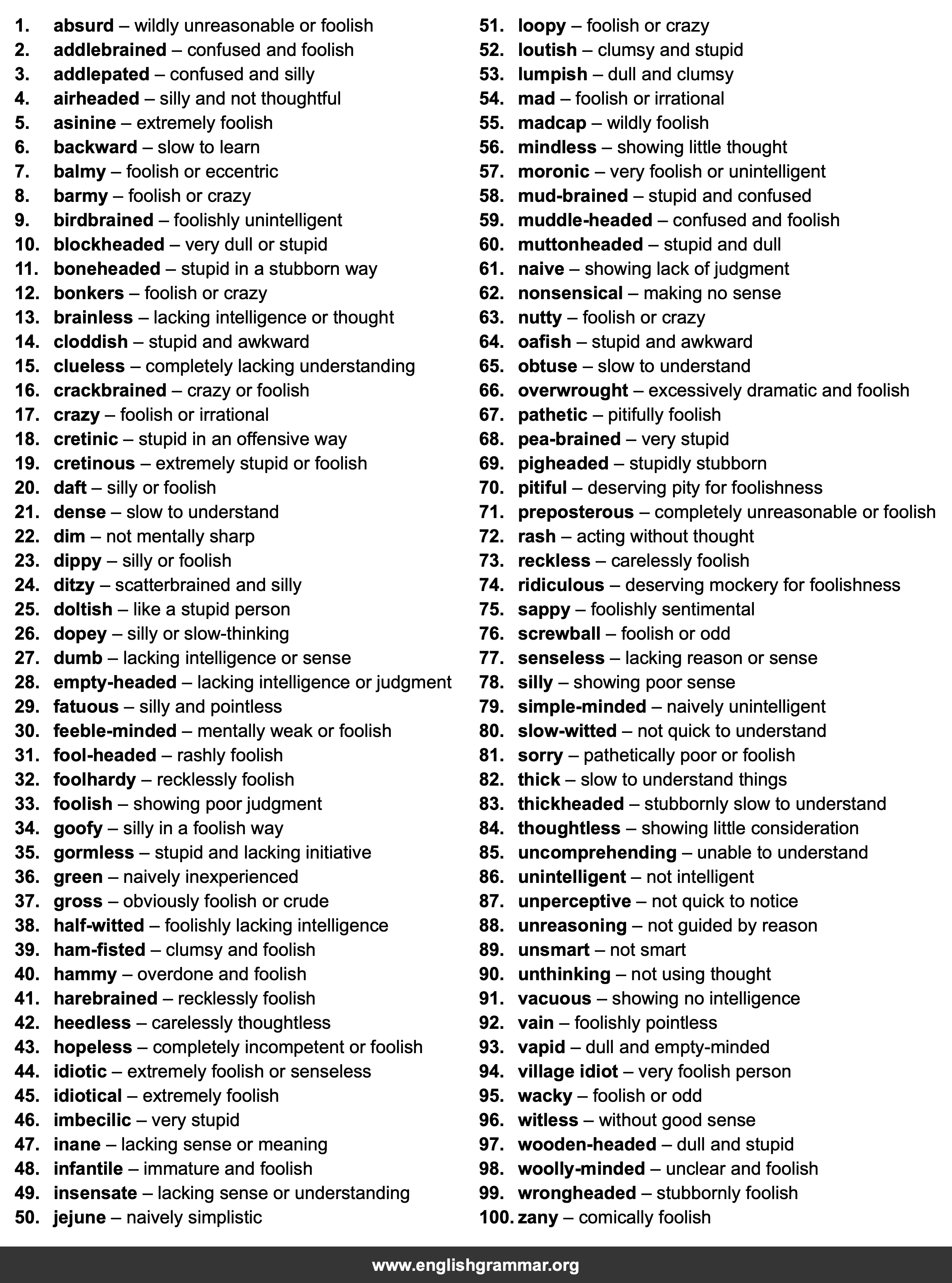 100 Other Words for