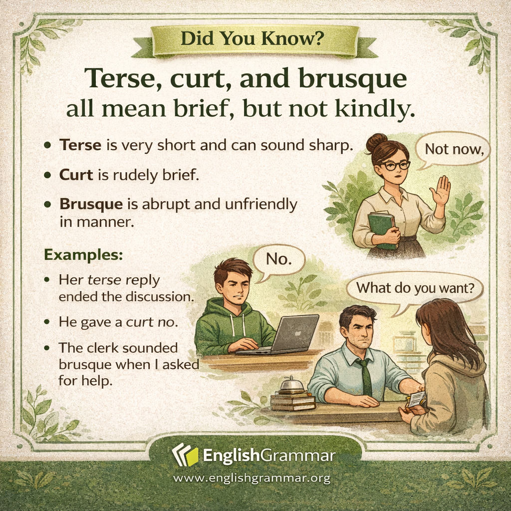Terse, curt, brusque, and other ways to be brief badly