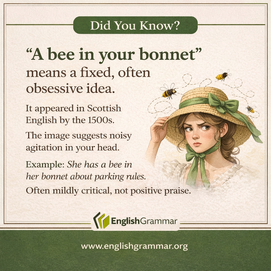 The origin of "a bee in your bonnet"