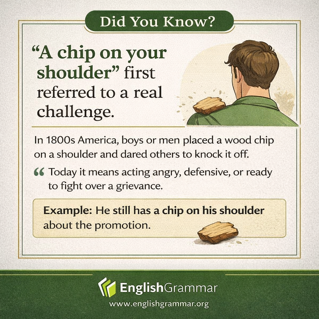 The origin of "a chip on your shoulder"