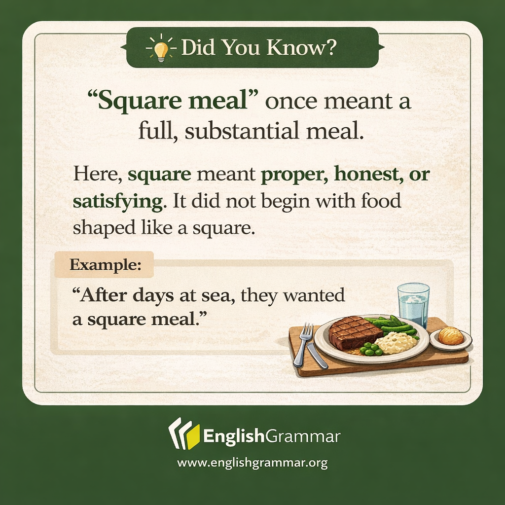 The origin of "a square meal"