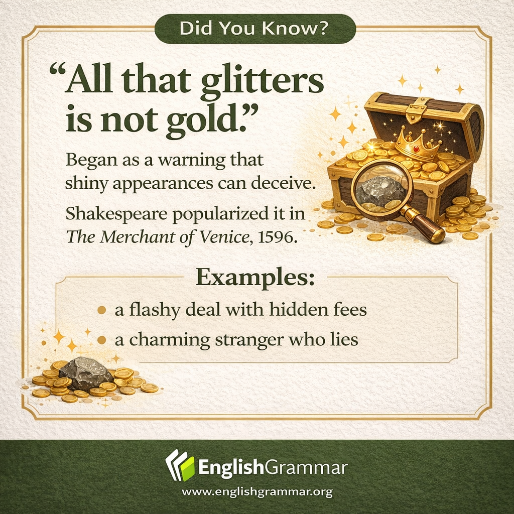 The origin of "all that glitters is not gold"