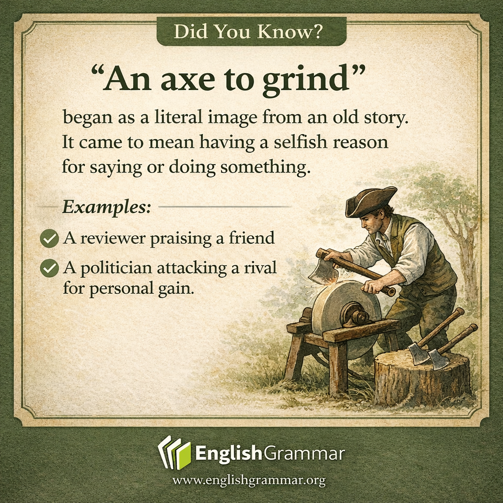 The origin of "an axe to grind"